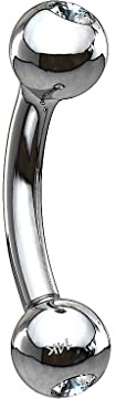 Piercingfaktor Banane Piercing 14 Karat 585 Echtgold Bananabell Kristall Kugeln Augenbrauen Tragus Helix Lippe Ohr Nase Weißgold 1,2mm x 8mm x 3mm