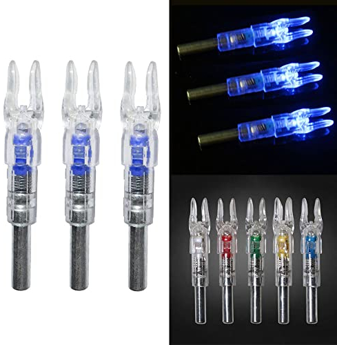 SHARROW 6 Stück Bogenschießen Leuchtnocken Pfeil Nocken Automatisch Beleuchtete Pfeilnocken für ID 6.2mm Carbon Pfeilshafts für Jagd Schießen (Blau)