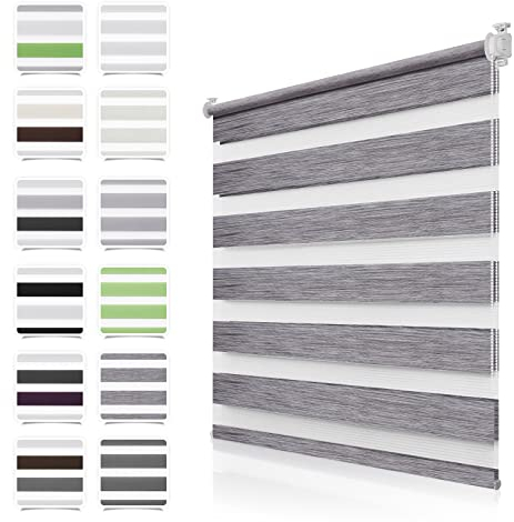 Doppelrollo Klemmfix ohne Bohren Marmor-Grau 40x200cm Rollos für Fenster ohne Bohren mit Kindersicherung Fenster Rollos für innen Lichtdurchlässig & Verdunkelnd, Stoffbreite 35cm