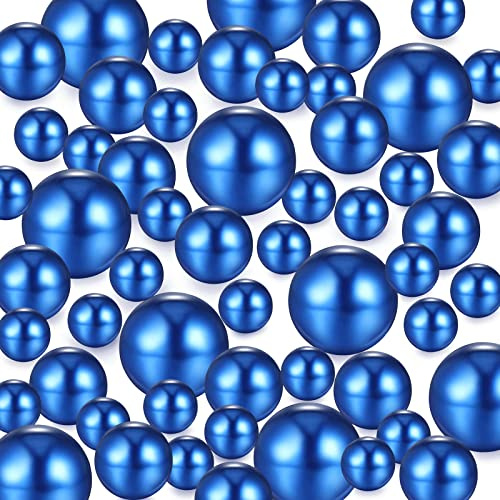 Schwimmende Perlen für Vasenfüller, 150Pcs Kunstperlen, Floating Pearls, Perlen Ohne Loch,Kunststoffperlen für Vasen DIY-Basteln Karneval Fasching Deko,8/14/20mm (Saphirblau)