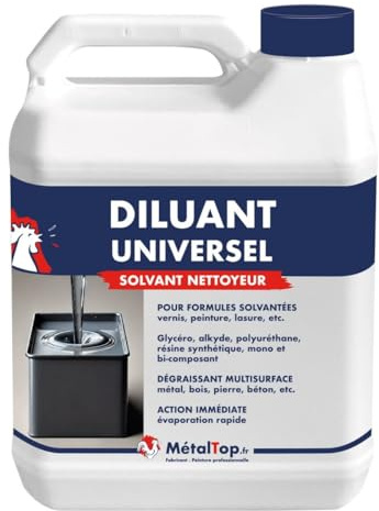 Metaltop - Diluant Universel - 20 L - Solvant universel compatible avec peinture et vernis mono ou 2 composants.