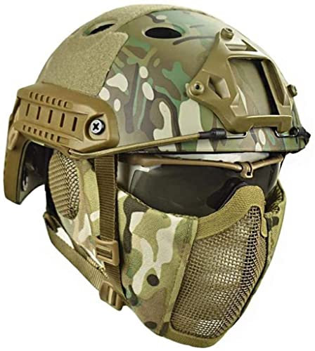 Taktischer Airsoft Fast Helm Mit Netz Maske Und Goggles für Airsoft Paintball CS Game B