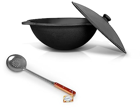 Hierro fundido Kazan 22 L tapa espumadera WOK olla Namangan Kazan hierro fundido uzbeko kazan 22 l tapa espumadera WOK olla Namangan Kazan казан шашлык плов Plov