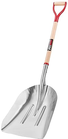 HANTOP Aluminum Snow Scoop Shovel Wide Grain Shovels with Lightweight Large Capacity Head and Oak Wooden Handle