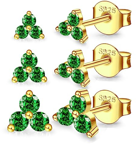 MASOP Ohrstecker Silber Gold Rosegold Set, Klein Zirkonia Silber 925 Stecker 3mm/4mm/5mm Schmuck Geschenke für Frauen Damen Mädchen