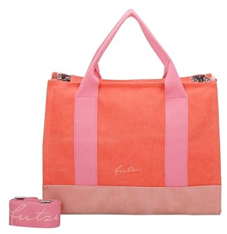 Fritzi Canvas Tote Bag Uni Shopper Damen Handtasche 29,5 x 40 x 14 cm – Schwarz, Rosa, Orange, Light Purple, Mint-Salbei, Blau, Pink, Gruen, Lila, Mint-Pastell, Braun, Rosa, Beige, Gelb