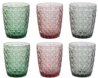 BIBIHOME Set 6 Bicchieri Sollievo Item International | Bicchieri in Cristallo 240 ml | Design Elegante in 3 Colori | Resistenti e Raffinati per la Tavola | Perfetti per Cocktail, Aperitivi e Bevande