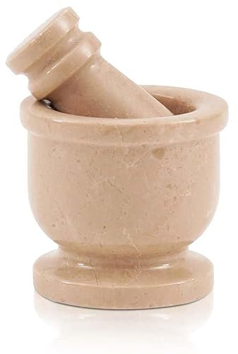 Radicaln Verona - Juego de mortero y pilón de mármol de 2.5 pulgadas, molinillo de especias hecho a mano para cocina, molinillo de hierbas y trituradora de ajo para accesorios de cocina