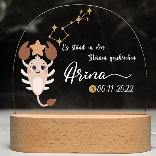 Kidsmood - Personalisiertes Nachtlicht Kinder – Dimmbares Stilllicht mit Namen | LED Nachttischlampe mit 3 Lichtmodi | Deko für Babyzimmer, Geschenk zur Geburt, Taufgeschenke für Mädchen & Jungen
