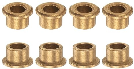 QUARKZMAN 8Stk Flansch Gleitlager Hülse Sinterbronze Buchsen 8x12x10mm | Selbstschmierende Lager mit 16x2mm Flansch Niedrigem Reibungskoeffizienten für Elektromotoren, 3D-Drucker, Maschinenbau