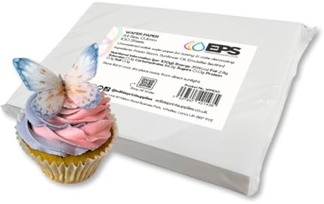 EPS A4 Wafer Paper 0.4mm for Edible Printing and Cake Decorating (100 Pack) | 100 Sheets, Fine and Flexible, For Edible Printing and Cake Decorating, 0.35mm-0.4mm, Ideal For Burn-Away Cakes
