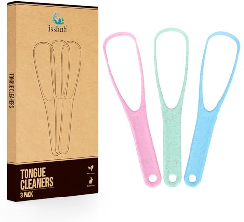 Tongue Scraper Cleaner Natural Eco Fiber Material 100% BPA Free Tongue Scrapers for Oral Care & Hygiene - 3 Count