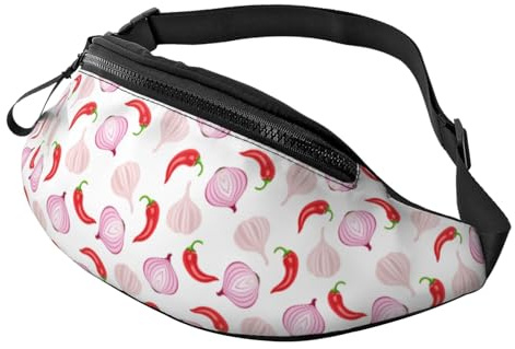Sac banane à bandoulière pour homme et femme - Piment poivré, oignon, ail, course à pied, sac banane de voyage pour homme et femme