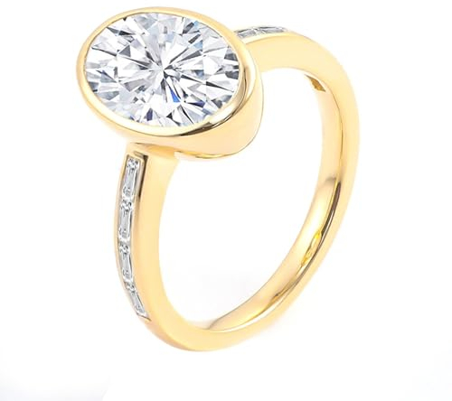 Epinki Echt Schmuck, Gold 585 14K Ringe, Klassiker Verlobungsring mit Oval 1ct Moissanit, Gelbgold Au750 Freundschaftsringe Hochzeitsband Gr.47 (15.0)