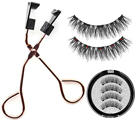 Ciglia magnetiche con applicatore - 1 paio di ciglia riutilizzabili con 5 magneti,Kit di ciglia magnetiche riutilizzabili dall'aspetto naturale, kit di ciglia finte con pinzette senza colla Ristyur