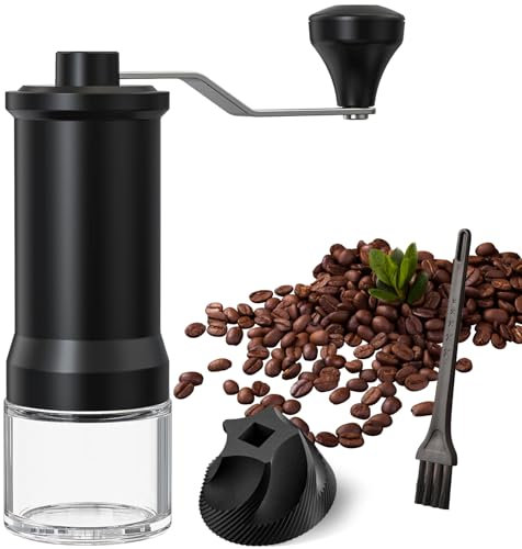 BDHYYM Handkaffeemühle,Kaffeemühle Manuell,Manuelle Kaffeemühle mit Hochpräzise Keramik Kegelmahlwerk,präzise Mahlgradeinstellung,30-stufig einstellbar,für Espresso bis French Press,Schwarz