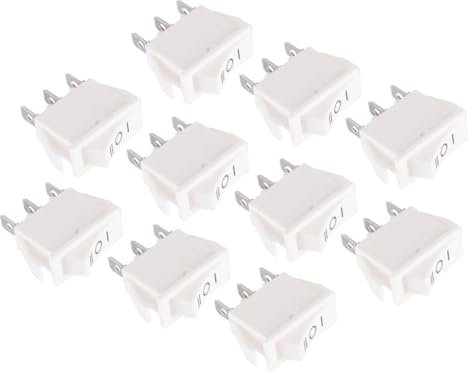 ciciTree 10pièces Tour High-Off-Low 3 Broches 3 Positions maintenues Interrupteur à Bascule Blanc Alimentation Snap-in