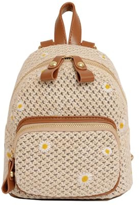 SLEDEZ Mochila De Paja Para Mujer Bolsos de paja for mujer Mochilas pequeñas Mochilas escolares pequeñas