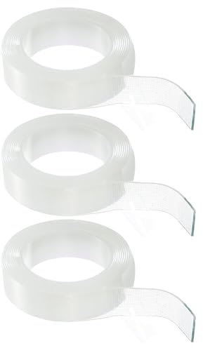 QUARKZMAN 3pz Nastro Nano Biadesivo 10FT x 1.2 x 0.08 Nastro Trasparente Rimovibile Multiuso Lavabile Impermeabile per Appendere Quadri con Strisce Adesive per Pareti Tappeti