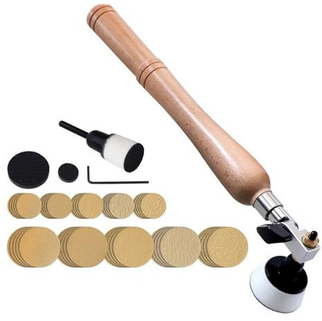 Kit d'outils de ponçage pour bol avec crochet de 2,5 cm et 5,1 cm, disques de ponçage à double tête de roulement, poignée en bois dur, travail du bois