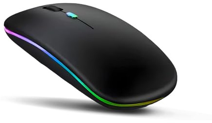 Ultra Slim Wireless Mouse with LED Backlight | Silent Ergonomic RGB Optical Mouse, 2.4GHz USB Receiver, 1600 DPI, Battery Powered (2×AAA), Portable for Laptop, PC, Gaming & Office – White