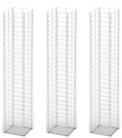 Gabionen-Set 3-TLG. verzinkter Draht 25×25×150 cm für Garten und Landschaftsbau | Stabil und langlebig als Sichtschutz oder Absperrung