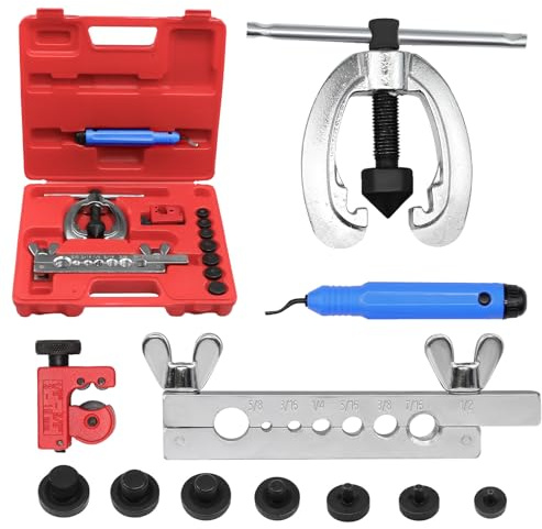 BEASAFY Bremsleitung Bördelgerät, Bördelwerkzeug Bremsleitung 5/8“, 1/2“, 7/16“, 3/8“, 5/16“, 1/4“, 3/16“, für Doppelt und Einfach Bremsleitung