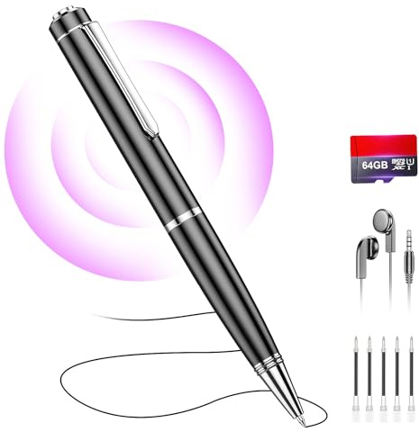 64GB Digital Voice Recorder Voice Activated Recorder with Playback, Portable Audio Recorder, Portable Recording Device with AI Noise Reduction, Portable Audio Recorder for Meeting/Course