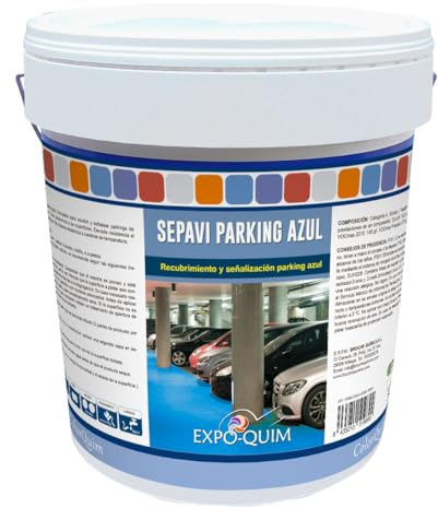EXPOQUIM Pintura para SUELO de GARAJE, aparcamiento y parkings ANTIDESLIZANTE y RESISTENTE a la ABRASIÓN — Sellador de superficies RESISTENTE al AGUA con acabado PROFESIONAL (AZUL, 5 KG)