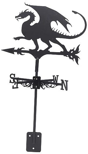 TOYANDONA Veleta Decorativa de Metal Dragón para Jardín y Patio Halloween, Indicador de Dirección del Viento Soporte para Techo, Resistente Intemperie,