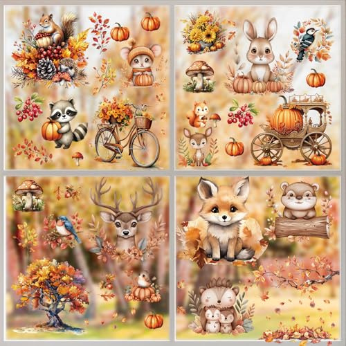 9 Stück Herbst Fensterbilder Blätter Eicheln Fenster Sticker | Selbstklebende Herbstdeko für Fenster & Türen, abnehmbare und wiederverwendbare Fenster Sticker