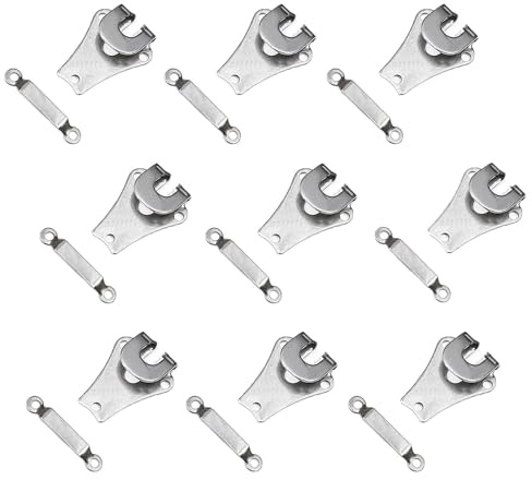 30pcs 9mm Trouser Fasteners Hook and Bar, Silver Hook and Eye Fastenings, Sew On Eye Fastener Closures for Repairing Trousers, Sewing, Repairing Dress, Skirts, Fashion Clothing, Arts & Crafts Project