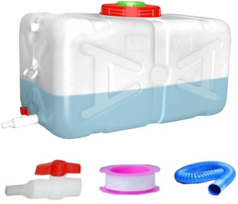 Tanque de Agua portátil de plástico con Grifo for Acampar, contenedor de Agua de 4 a 52,8 galones for emergencias, Senderismo(25L/6.6Gal)