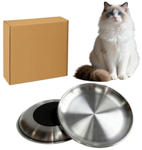 2er Set Katzennäpfe aus Edelstahl 17cm – Flach & Schnurrhaarfreundlich, rutschfeste Katzenschüssel Set, Fressnapf & Wassernapf Katze, Spülmaschinenfest, Bruchsicher & Hygienisch
