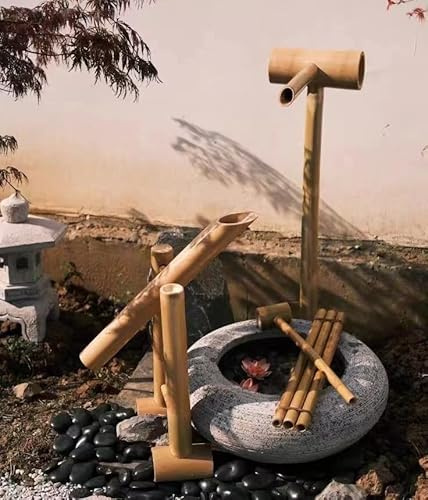 Generisch Bambusrahmen Tropfenwagen Fließende Wasserlandschaft, Handgemachtes Hochwertiges Natürliches Bambus, Fischtank-Pool Umlaufwasserbrunnen, Aquarium Bonsai-Sauerstoff-Zirkulationsfilter