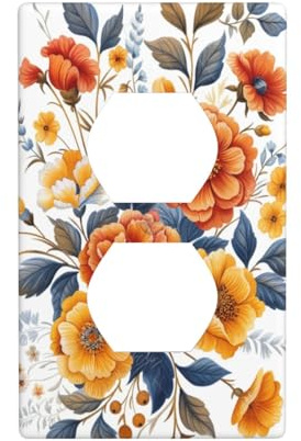 Colorful Daisy Carnation Larkspur Outlet Cover Light Switch Cover Decorative 1 Gang Wall Plate For Kitchen Room Bathroom Size 7x11.4cm