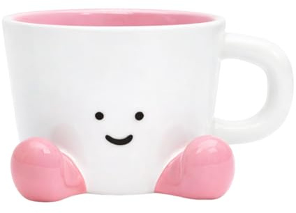 Cosiesnest Funny Feet Coffee Mug Novelty Art Footed Tea Cup Cute Mugs Thermal Decorative Mug Hand-Kneaded Design for Women Men Christmas Birthday Gift Home Office (Pink)