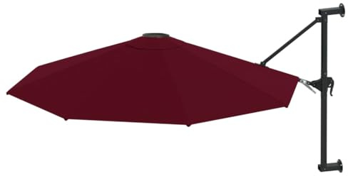 Solivagant Ombrellone a Muro con Palo in Metallo 300 cm Rosso Borgogna,Rosso,9.75kg
