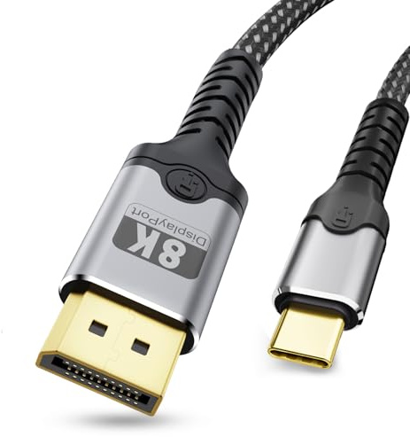 Ticenpe Cable USB C DisplayPort 1.4 8K 60Hz, 4K 240Hz/144Hz, 2K 240Hz, HDR 32,4 Gbps Thunderbolt 4 3 a DisplayPort Cable para iPhone 17 16 15 MacBook Pro Air Mac Mini iPad Pro Air (2 m)