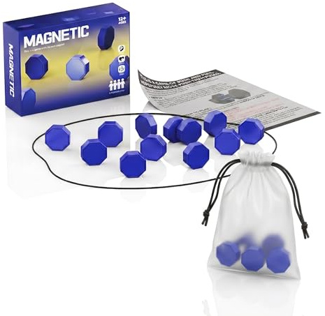 Magnetspiel mit 20 Magneten, Magnetisches Gesellschaftsspiel für Kinder und Erwachsene, Reisespiel Brettspiel Familienspiel, Interaktives Magnet Schach Pädagogisches Spielzeug Party Geschenk (Blau)