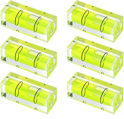6 Piezas Square Mini Spirit Level Burbuja 15x15x40mm para Cámara y DIY | Mini nivel de burbuja compacto con burbuja clara para cámaras, trípodes, 3D impresora y proyectos DIY