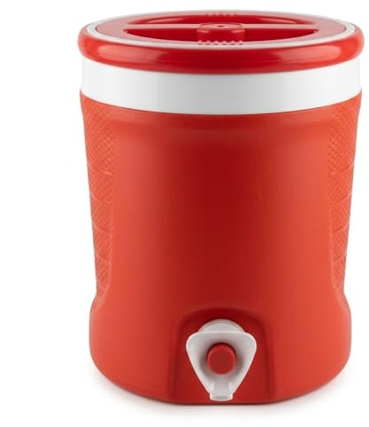 Thermos Borraccia Termica 3 Litri con Rubinetto Maniglia Contenitore Frigo Acqua in Plastica Bocca Larga Tappo e Contenitore Porta Oggetti – 6 Colori Disponibili (ARANCIO)