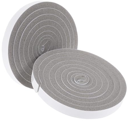 LOPUNER 2 Rolls Self-Adhesive Door Frame Sealing Sponge Strip for Security Door and Closet, White Colour with Strong Adhesive Backing and Non-degumming Feature, for Gaps Soundproofing
