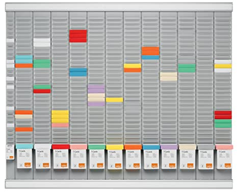 Nobo T-Card Annual Planning Kit, Wall Mount, 12 Columns & 32 Slots, Size 2, Includes T-Cards & Index Column, 32938864