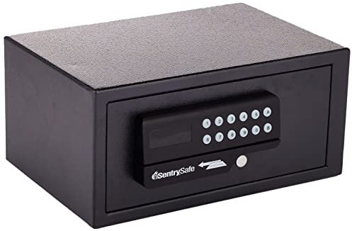 SentrySafe Black Steel Safe with Card Swipe Reader and Digital Keypad Lock, Small Safe with Interior Lighting and Bolt Down Kit, 0.41 Cubic Feet, H060ES
