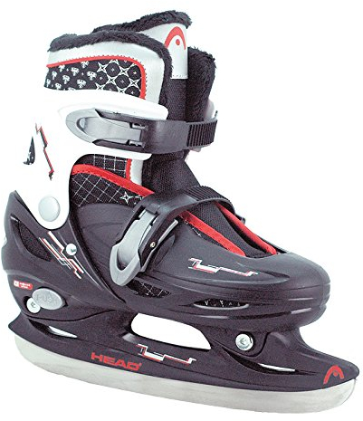 Head Kinder Schlittschuhe COOL Boy verstellbar I inkl. Fellfutter I Schlittschuhe mit Edelstahlkufe für Jungs - Schwarz/Rot (Gr. 30-33)