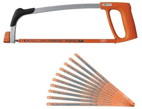 Bahco 317 Hacksaw Frame with 10 x 300mm Bahco Hacksaw Blades 39-06-24 BAH317