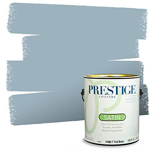 PRESTIGE Paints P400-T-1648BM Interior Paint and Primer In One Satin Comparable Match of Benjamin Moore, 1 gallon, Slate Blue
