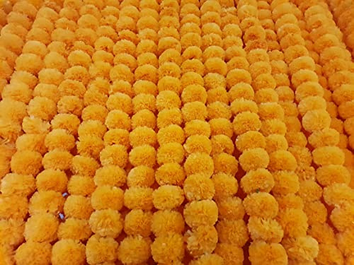 Decoration Craft Paquete de 5 guirnaldas de Flores Artificiales de caléndula Naranja Claro de 5 pies de Largo, para Fiestas, Bodas Indias, Decoraciones temáticas Indias, decoración del hogar,
