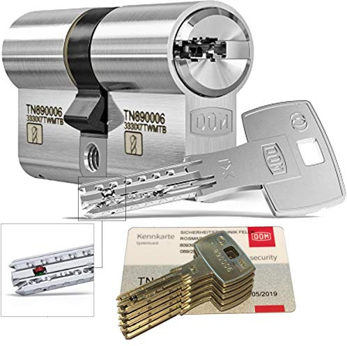 DOM iX Twido 333iX7TWMTB Modular-Doppelzylinder mit 5 Schlüssel, Länge (a/b) 30/60mm (c= 90mm), mit Sicherungskarte, mit Not- u. Gefahrenfunktion und erhöhtem Bohrschutz